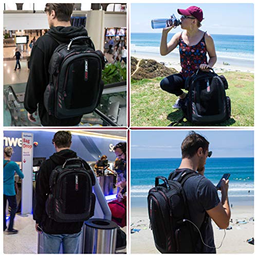 Core Gaming Laptop Backpack From Mobile Edge Core Gaming, 17.3 Inch, External Usb 3.0 Quick-Charge Port W/Built-In Charging Cable, Patch Panel - Black W/Red Trim - Mecgbpv1 #TOP5