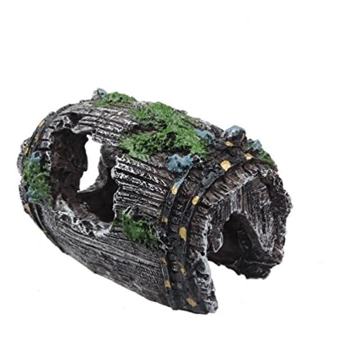 Superdream® Fish Tank Aquarium Cave Resin Broken Barrel Ornament Landscape Decor Cover