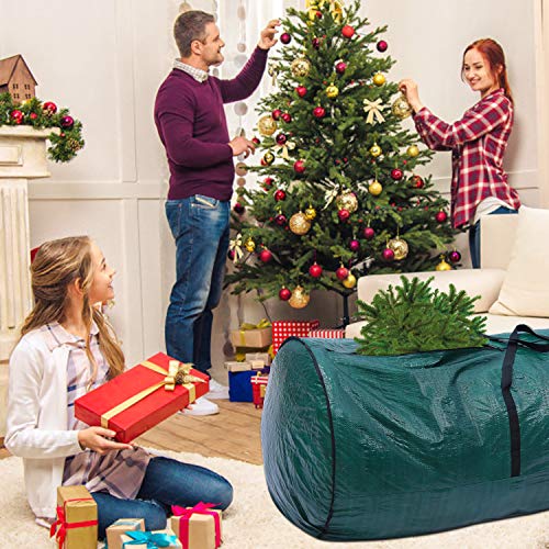 Ohuhu 9ft Christmas Tree Storage Bag, 62” X 25.6” X 25.6” Extra Large Christmas Tree Storage Container, Tear Proof Duffle Bag Waterproof Material, UP to 9 ft Disassembled Artificial Xmas Tree, Green