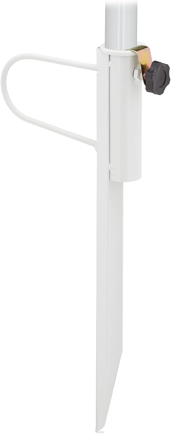 Relaxdays Rasendorn für Sonnenschirm, Stangendicke bis 32 mm, für Garten, Camping, Strand, Schirmständer, Stahl, weiß