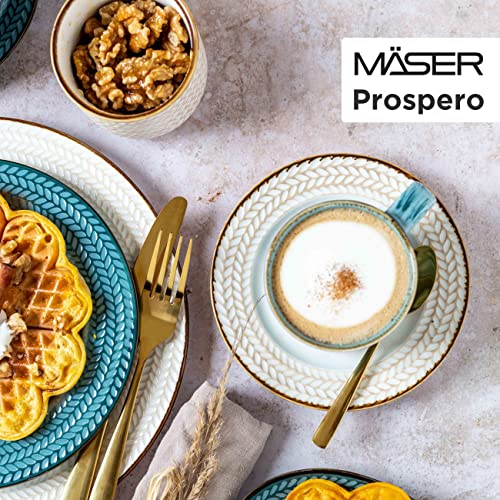 Serie Prospero Premium Kaffeegeschirr Set für 4 Personen in Gastronomie-Qualität, 12-teiliges modernes Kaffeeservice in einzigartigem Vintage Stil, Durable Porzellan, Blau