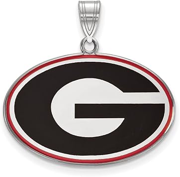 LogoArt Logo Art Sterling Silver Georgia Bulldogs Large Enamel Pendant