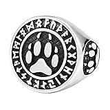 TQWSVUM Pirata Nórdico Vikingo Oso Anillo de Pata Para Los Hombres, Acero Inoxidable Vikingo Guerrero Berserker Círculo Anillo, Vintage Oso Garra Tótem Pagan Animal Amuleto Joyería Celta(12)