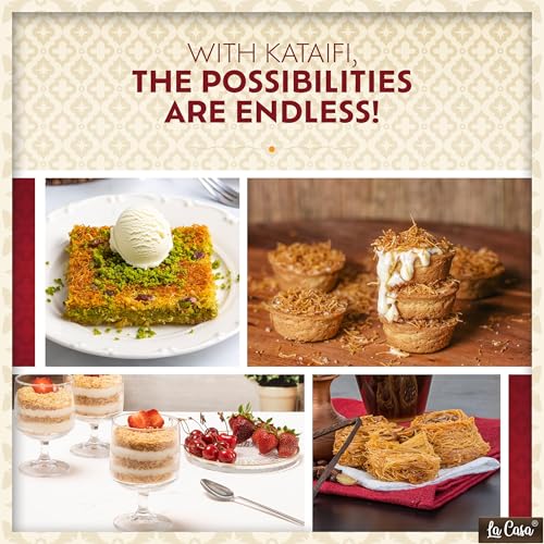 Image of La Casa Baked & Shredded Kataifi | Ready to Use Crushed Kadaifi, Roasted Shredded Phyllo Dough for Dubai Chocolate, Knafeh, Kunafa, Pistachio Chocolate Bars and Pastry Toppings | 175g |