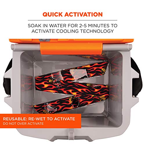 Image of Ergodyne Chill Its 6700 Cooling Bandana, Evaporative Polymer Crystals For Cooling Relief, Tie For Adjustable Fit, 6-Pack, Flames