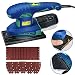Rumia 2 in 1 Electric Sander, 3.2A (350W) Detail Sander with 20Pcs Sandpapers 6 Variable Speeds 12000RPM, Powerful Dust Collection System Detail Sander Machine DIY for Woodworking-MS02A