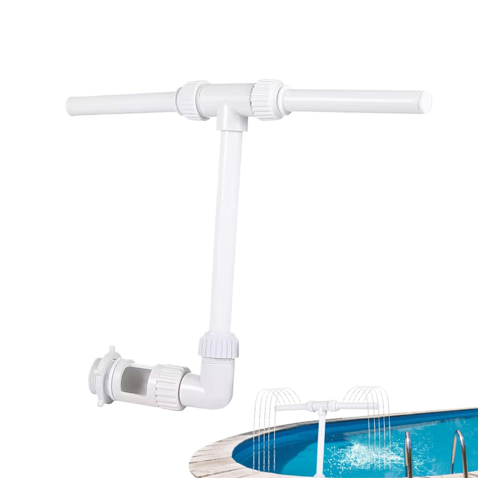 Fontaine pour piscine et été au jardin avec double jet de fraîcheur
