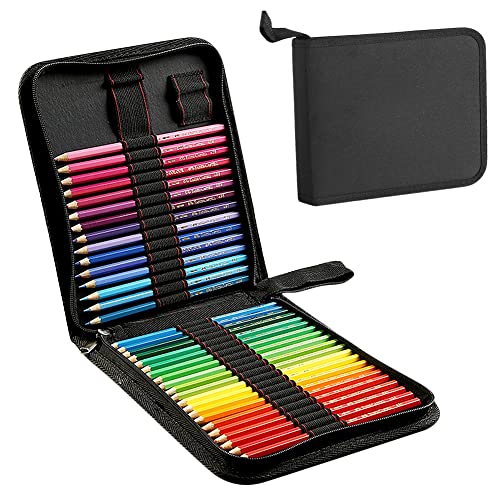Image of Colored Pencil Case 36 /72 Slot Pencil Box Holder for Colored Pencil Pen with Handle Straps Watercolor Portable Handy Colored Pencil Bag Organizer DIY Folding Colored Pencil Case Gift