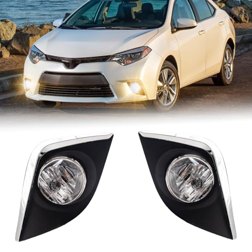 WEZEMLIGHT Fog Lights Assembly Compatible With Toyota Corolla/Altis L/LE/LE ECO 2014-2016 Included Switch And Wiring Kit OEM Part Number:8122002160, 8121002160(Clear Lens)