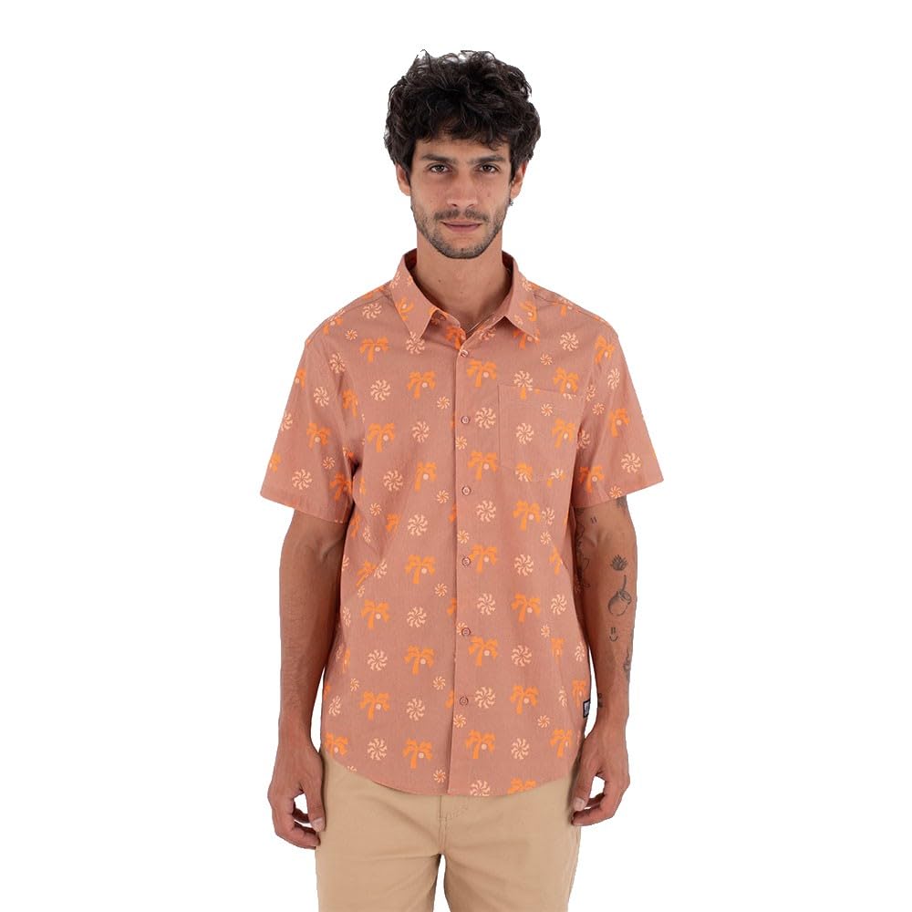 Hurley Mens Short-Sleeved Printing Press Coconut T-Shirt, Orange, XL EU