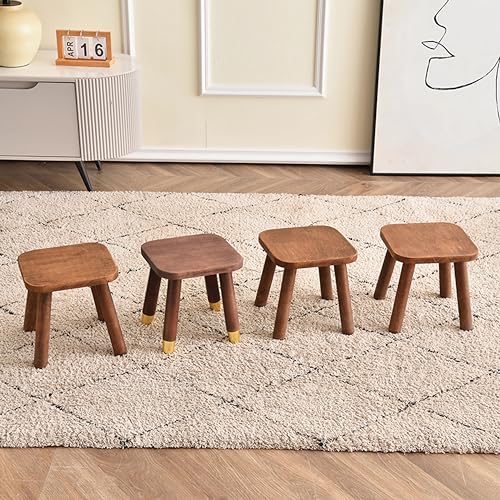 XXYOUPIN Solid Wood Step Stool, Milking Stool, Plant Stand, Round Foot Stool, Removable Portable Sto