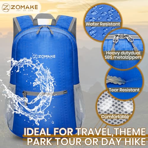 Image of ZOMAKE Ultra Lightweight Hiking Backpack 20L, Packable Small Backpacks Water Resistant Daypack for Women Men(Dark Blue)