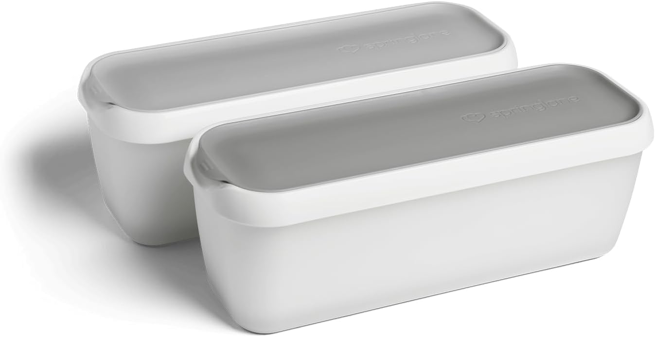 Ice Cream Containers 1L, Set of 2, Ice Cream Tubs with Lids, Food-Grade BPA-Free, Plastic Storage Containers for Ice - Portioning Container