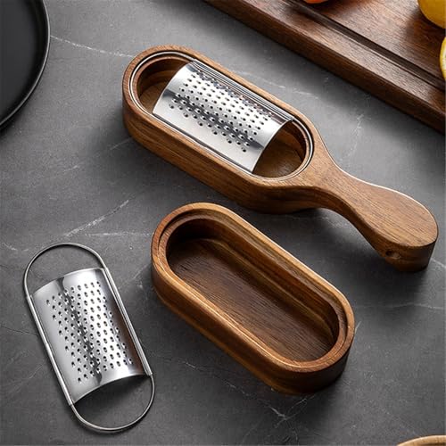 Rallador de queso de acero inoxidable con caja de madera miniatura 3