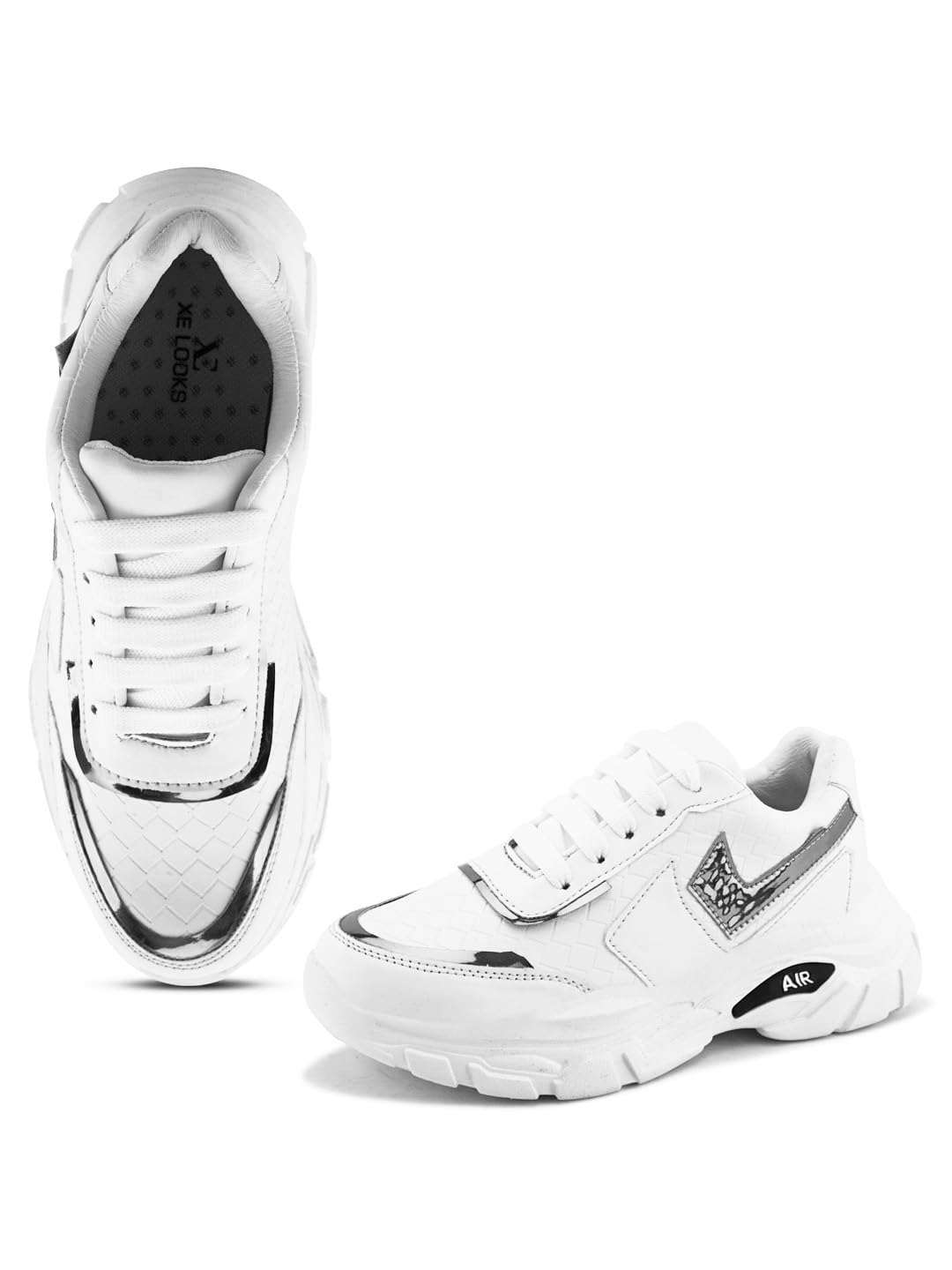 XE Looks Womens Soft & Attractive White Lace up Sneakers Trendy Shoes | Walking All Day Casual Wear (B0CR7J18Q7) Amazon Price History, Amazon Price Tracker