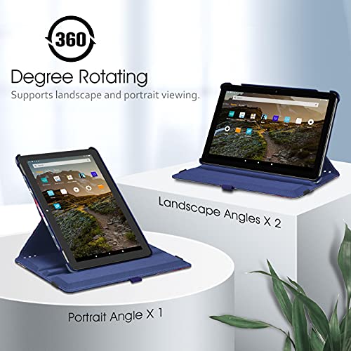 Fintie Case For All-New Amazon Fire Hd 10 & Fire Hd 10 Plus Tablet (Only Compatible With 11Th Generation 2021 Release) - 360 Degree Rotating Swivel Stand Cover Dual Auto Sleep/Wake, Blooming Hibiscus #TOP2