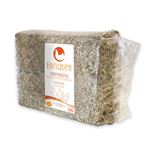 eivolution Hanfeinstreu 3 KG - Für Hühner, Nager wie Meerschweinchen und Kaninchen & Pferde - Extrem Saugfähig & Geruchsbindend - Staubarm