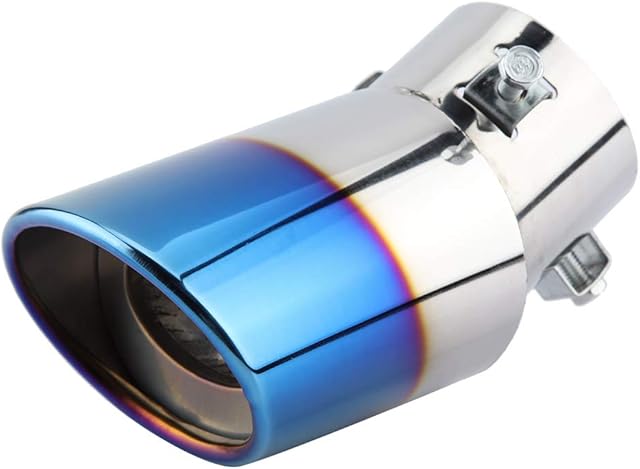 Car Exhaust Pipe Chrome Blue Stainless Steel Universal Car Curved Exhaust Pipe Rear Muffler Tip Tail Throat Exhaust Tail Pipe