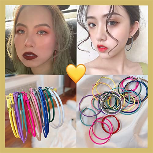 60mm Big Large Hoop Earrings For Women Girls Sensitive Ears Neon Minimalist Retro Round Huggie Hoops 2 Inch Colorful 80s 90s Dangle Hooped Dainty Lightweight Birthday Festival Y2K Party Jewelry Gifts4