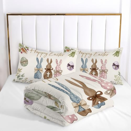 Edredón nórdico reversible de 200x200cm con diseño de Pascua para camas de 105 7