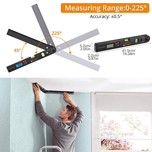 image for Neoteck Aluminum Digital Angle Finder Protractor 225° 16 inch Backlit