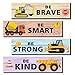 4 Pieces Construction Trucks Decor Wooden Hanging Wall Plaques, Wall Art Inspirational Quotes, Construction Trucks Theme Room Wall Decor, Perfect for boy Kids Bedroom Playroom Decoration