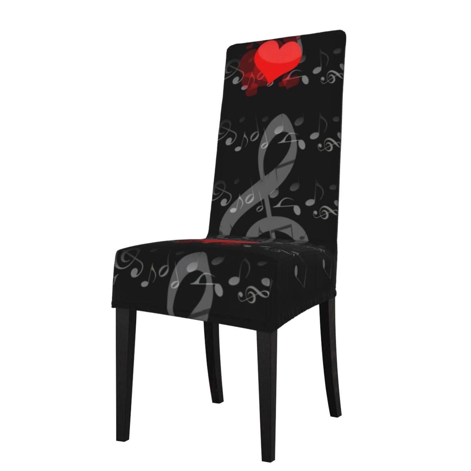 Yyhwhjde Black Music Note Heart Prints Protection Cover For Dining Chair – Stretch Slipcovers For A Fresh, Refreshed Dining Room Look!