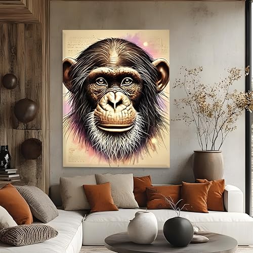 Toile de chimpanzé moderne pour créer une ambiance jungle chic au salon