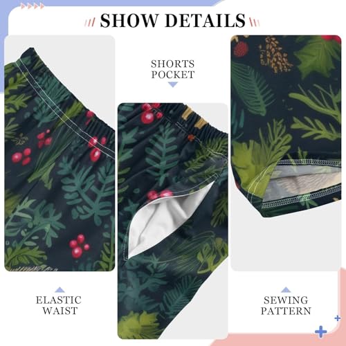 ZZXXB Xmas Hedgehog Berry Boys Long Pants Soft Trousers Elastic Waist Kids Lounge Bottoms with Pockets S-XL4