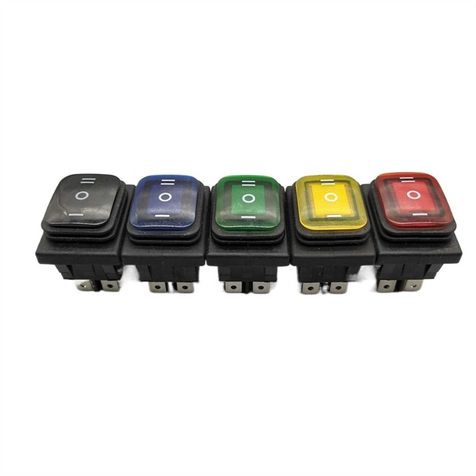 5 stuks KCD4 tuimelschakelaar aan/uit schakelaar 4 pin/6pin met lichtschakelaar kap schakelaar 16A 250VAC/20A 125V 35x25.5x10mm (kleur: KCD4-groen, maat: 4