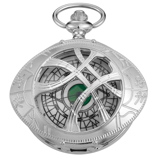 Whodoit Reloj de bolsillo de cuarzo de la serie Christmas Eve para hombre, collar con colgante de joyería, regalo para hombre con cadena, relojes de bolsillo de cuarzo, CFeye - Plata, a la moda