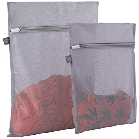 Kimmama Delicates Laundry Bags, Bra Fine Mesh Wash Bag for Underwear, Lingerie, Bra, Pantyhose, Sock, Shoe, Use Auto Locking Zipper, Travel Organizer Net Bags,1 Large 1 Medium Cover