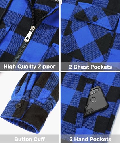 Image of SCODI Men's Flannel Jacket Sherpa Lined Plaid Fleece Hoodies Zip Up Coat