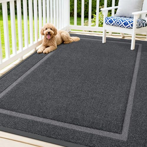 Image of OLANLY Front Door Mat Indoor Outdoor Entrance, Waterproof All-Season, All-Weather Doormat, Sturdy Natural Rubber, Fade Resistant, Low Profile, Easy Clean Patio Porch Entryway Mat, 71x47, Grey