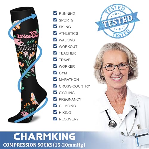 Image of Compression Socks (7 Pairs), 15-20 mmhg is BEST Graduated Athletic & Medical for Men & Women, Running, Flight, Travel, Nurses, Pregnant - Boost Performance, Blood Circulation
