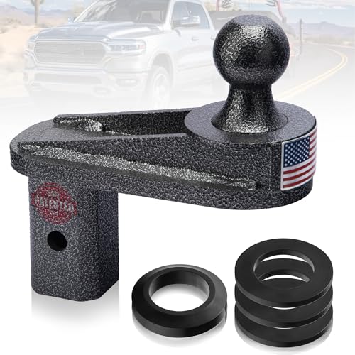 TOWGUARD 6 Offset Gooseneck Ball Extender for Short Bed Trucks Square Base 2-5/16 Ball with 2 Rise Cab Clearance Reinforced Gusset Anti-Rattle PU Washers Fits Square Turnover Ball Hitches