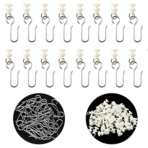 Catelves 100 Stück Gardinenhaken Gleiter, Gardinenröllchen, Curtain Hooks, Osengleiter, Gardinenhaken für Schienen, für Schiene, Curtain Hooks Türvorhang Duschvorhänge Cover
