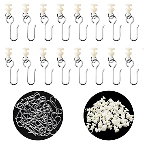 Catelves 100 Stück Gardinenhaken Gleiter, Gardinenröllchen, Curtain Hooks, Osengleiter, Gardinenhaken für Schienen, für Schiene, Curtain Hooks Türvorhang Duschvorhänge