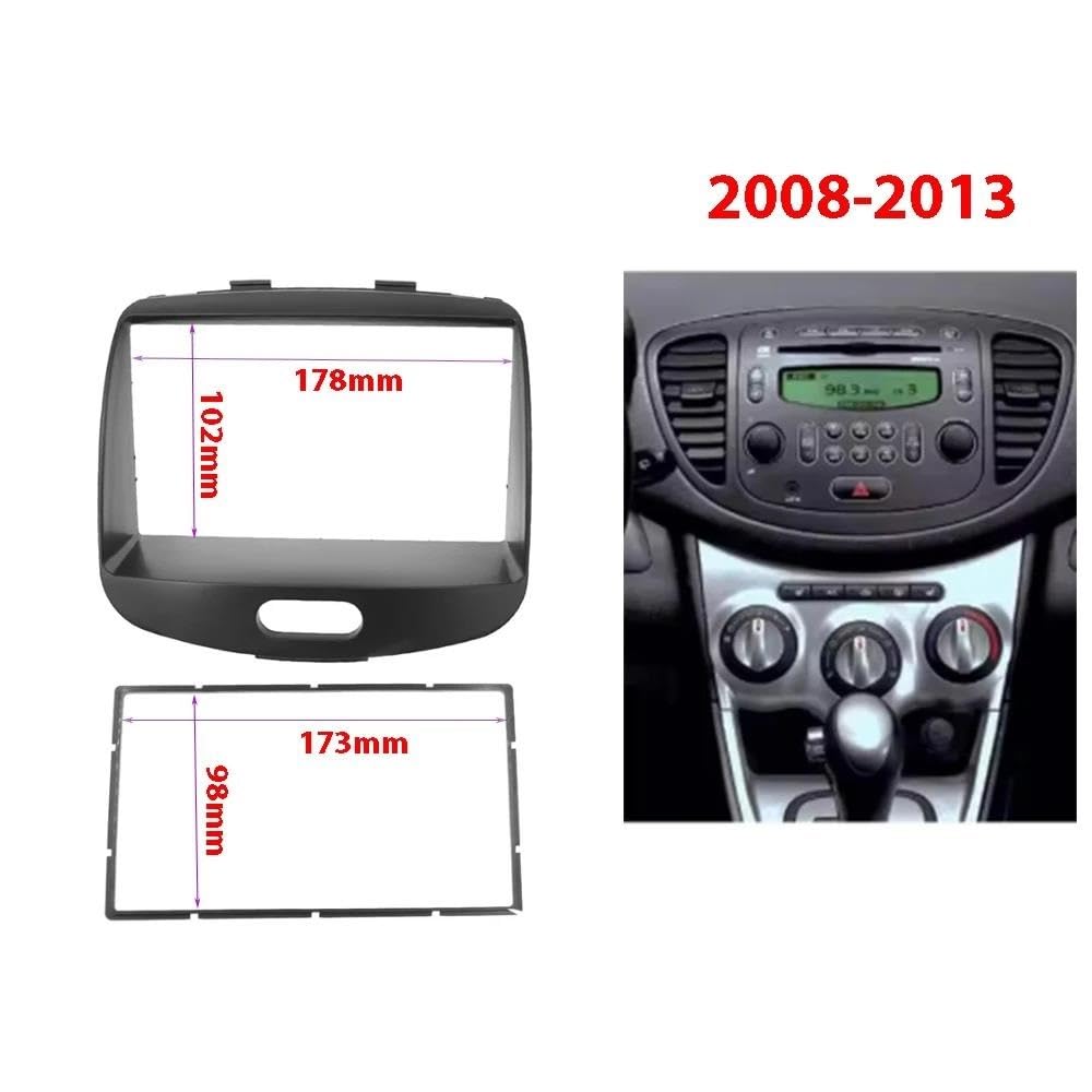 Genérico Marco de Radio de Coche Fascia Radio Coche Doble DIN para I-10 I10 2008-2013 Panel Reproductor DVD Estéreo Kits Instalación Embellecedor Montaje En Tablero Marco Biselado Panel Salpicadero