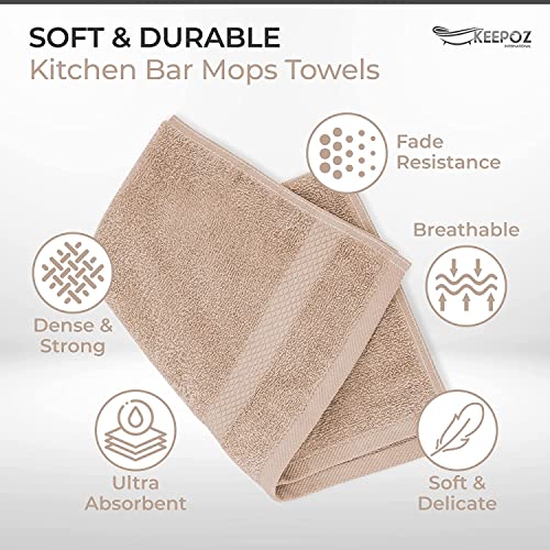 Wholesale Trade Dealz 12 X Face Cloth Flannels (30 x 30 cm-600GSM) 100% Egyptian Cotton Wash Cloths Quick Dry & Absorbent Towel Set for Gym,Spa,Golf (Latte, Cotton) - Image 2