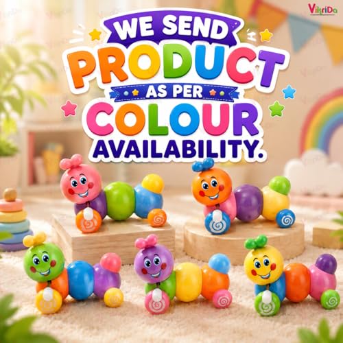 Image of Vikrida Wind-Up Caterpillar Toy Set for Kids | Colorful Push & Go Toy for Toddlers Boys & Girls (Assorted Color)