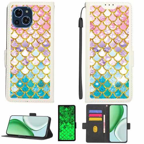 Kinetijy Case Compatible for Naomiphone N4 Max Phone Case Flip Cover [with Tempered Glass Screen Protector][RFID Blocking][Gold Glitter+Luminous] LPT-YL
