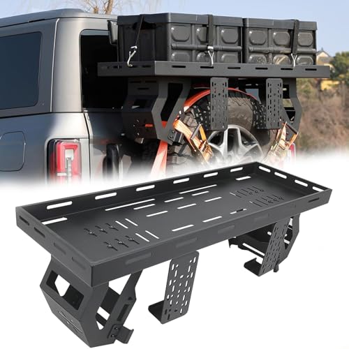 Broaddict Utility Spare Tire Cargo Rack Basket Storage Tray Fit for1976-2025 Jeep Wrangler JK/JL/TJ/YJ/CJ and 2021-2025 Ford Bronco with 27
