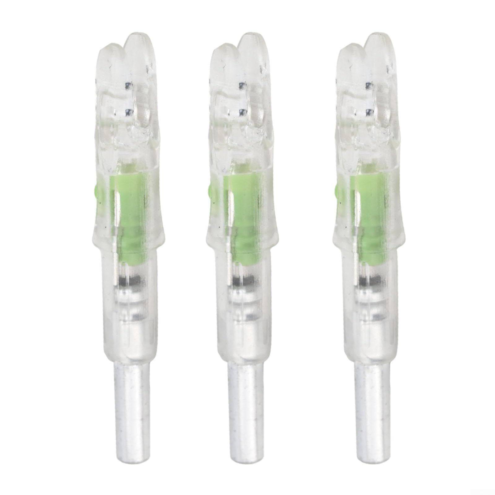 Lot de 3 encoches de flèche lumineuses pour tiges de 6,2 mm, accessoires d'éclairage automatique en rouge/vert/bleu/multicolore, queue de flèche éclairée par LED (vert)