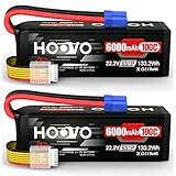 HOOVO 22.2V 6S LiPo Battery 6000mAh 100C Softcase RC Battery for RC Quadcopter Truck Boat Airplane Helicopter RC Vehicle(2 Pack)