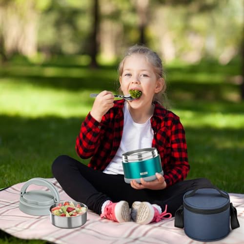 MAXSO Food Jar for Hot Food - 24 OZ Soup Thermo for Adults Vacuum Insulated Lunch Containers with Foldable Spoon & Thermal Bag, Wide Mouth Leakproof Bento Box - Green by MAXSO - Image 6