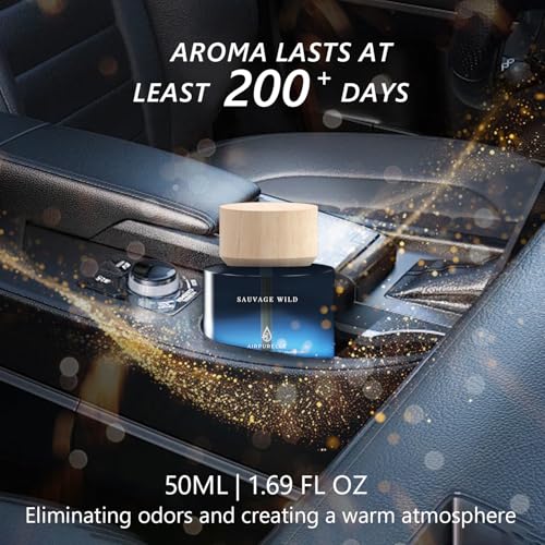 Image of Car Air Freshener 50ML (1.7 FL OZ) Car Air Fresheners Diffuser, Woody Citrus Fragrance Oil Car Air Freshner, 180+ days Long Lasting Car Perfume, Wooden Cup Design, Made in USA
