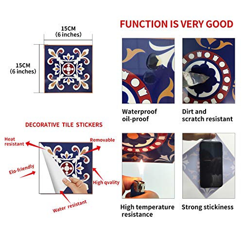 kakofaci Decorative Tile Stickers 20 Pcs 6x6 inches. Peel & Stick Adhesive Tile Stickers. Home Decor. Staircase. Furniture Decor. Backsplash Tile Stickers.