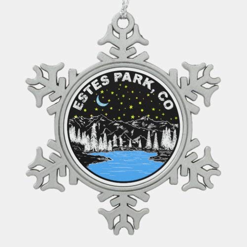 McC538arthy Estes Park Colorado Rocky Mountain National Park Snowflake Pewter Christmas Ornament, 3" Christmas Tree Decorations Metal Keepsake