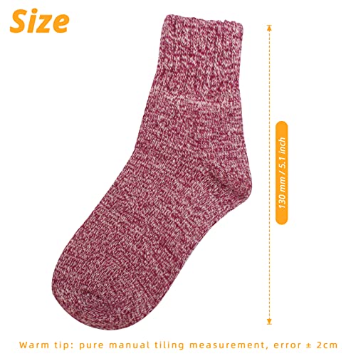 Nutjam 5 Pairs Women's Winter Wool Socks,Knit Crew Socks,Multicolor Free Size Warm Soft Cushion Crew Socks #TOP1